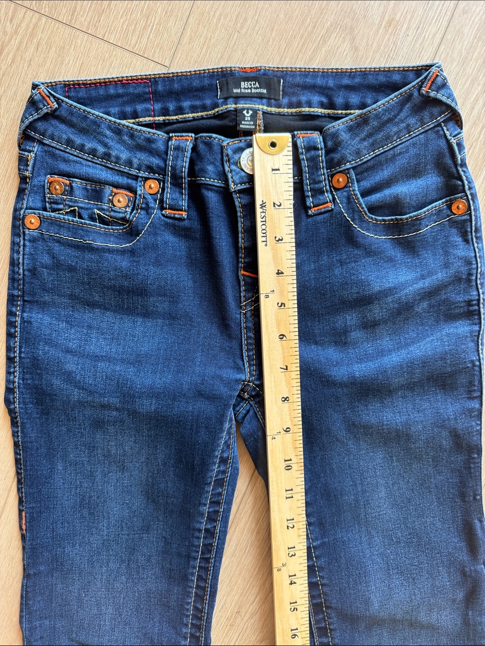 True Religion Becca Mid Rise Bootcut Jeans Indigo Size 25 - Picture 15 of 16